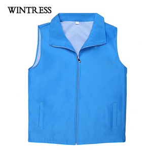 With zipper waistcoat for men design, black cheap utility waistcoat with pocket