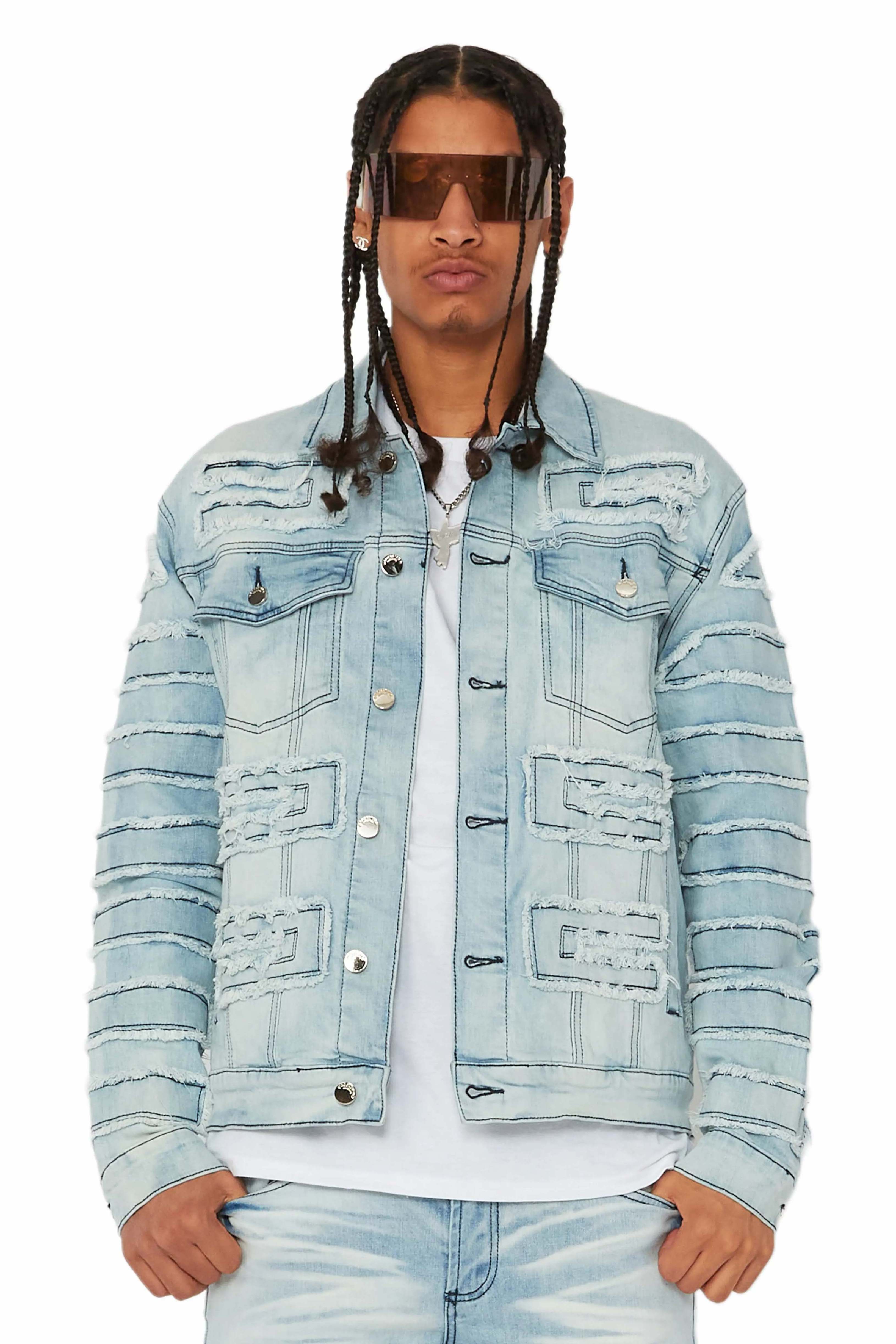 Custom High Quality Streetwear Men Blank Long Sleeve Wash Denim Coat Vintage Distressed Ripped Jackets