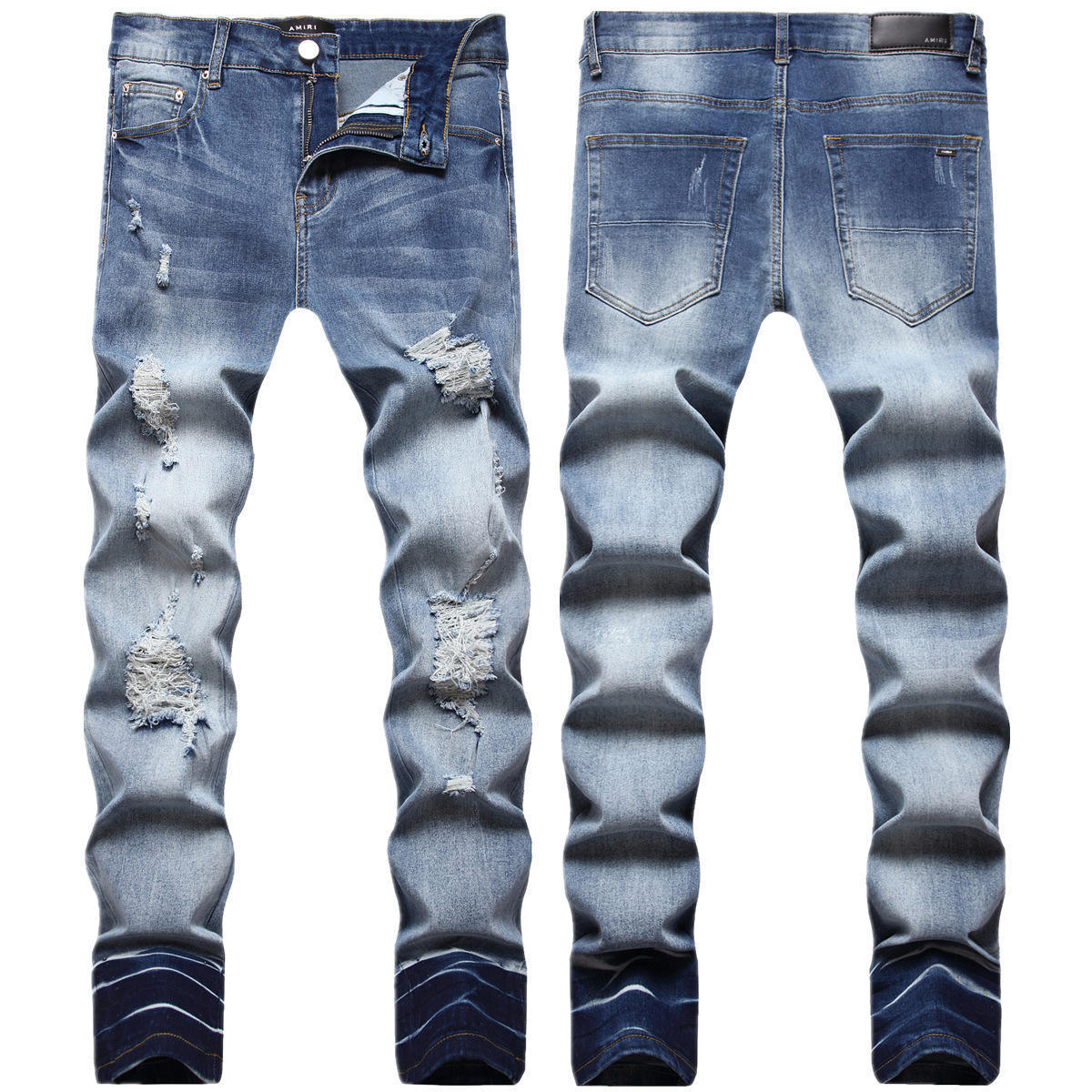 2023 Factory Directly Stock Designers Pantalones Blue Para Dama Jeans Mens Ripped Skinny Stretch Denim Pants Original Jeans