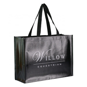 Eco friendly laminated pp non woven reusable customized shopping bag with logo print