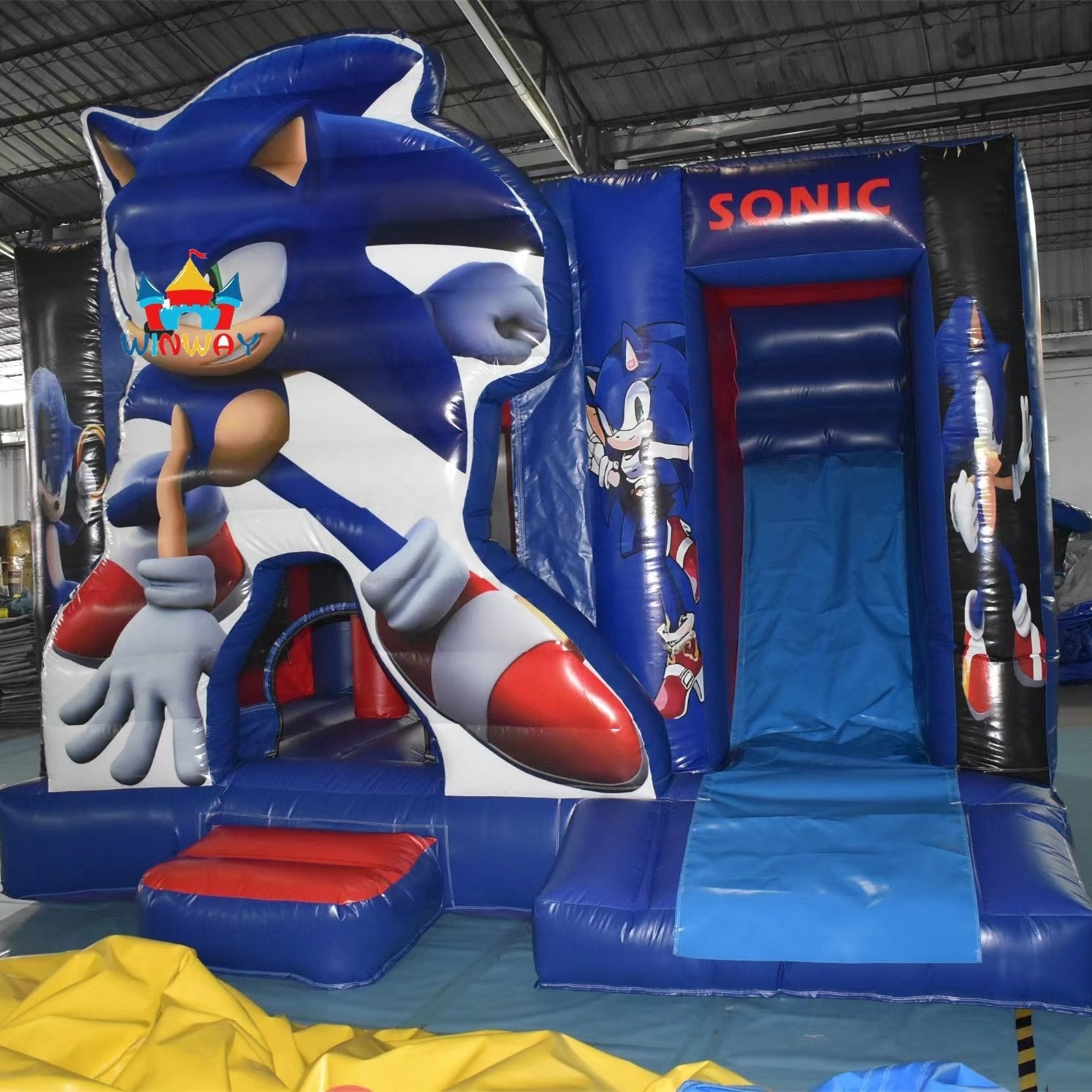 Commercial Moonwalk Playground sonic Bouncy Castle Bounce House Fun Jumping Castle Inflatable Slide With Pool For Kids