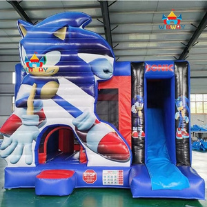 Commercial Moonwalk Playground sonic Bouncy Castle Bounce House Fun Jumping Castle Inflatable Slide With Pool For Kids