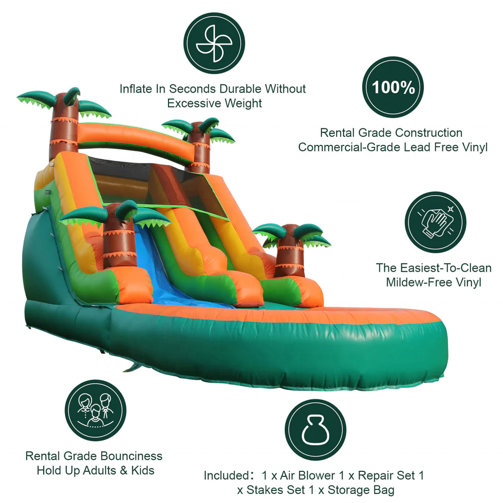 100% PVC Commercial Bouncer Inflatable Water Slide with Splash Pool for Backyard or Party Rental