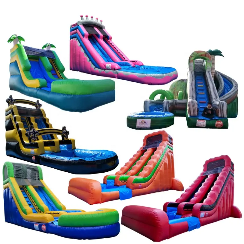 commerical grade pvc custom design dual lane Jaws inflatable water slide bounce water slide for rental business