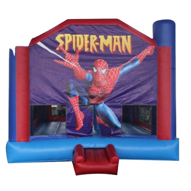 hot sale 10ft strong PVC spider man jump castle inflatable bouncer with blower packaged of tarpaulin bag