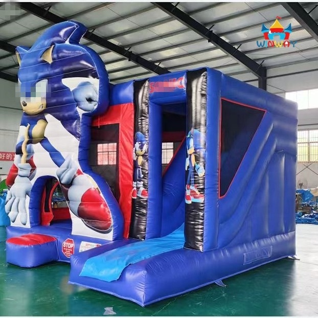 Commercial Moonwalk Playground sonic Bouncy Castle Bounce House Fun Jumping Castle Inflatable Slide With Pool For Kids