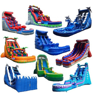 commerical grade pvc custom design dual lane Jaws inflatable water slide bounce water slide for rental business