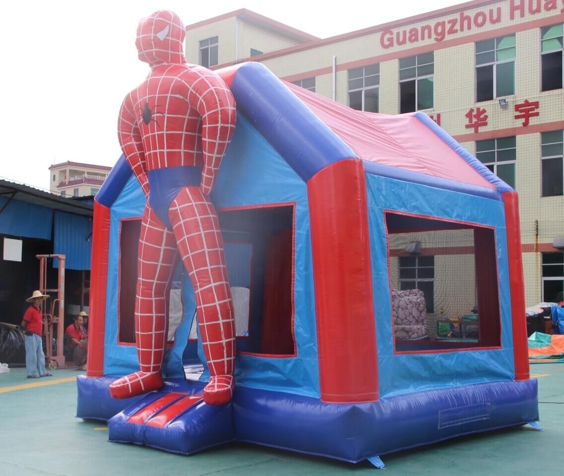 hot sale 10ft strong PVC spider man jump castle inflatable bouncer with blower packaged of tarpaulin bag