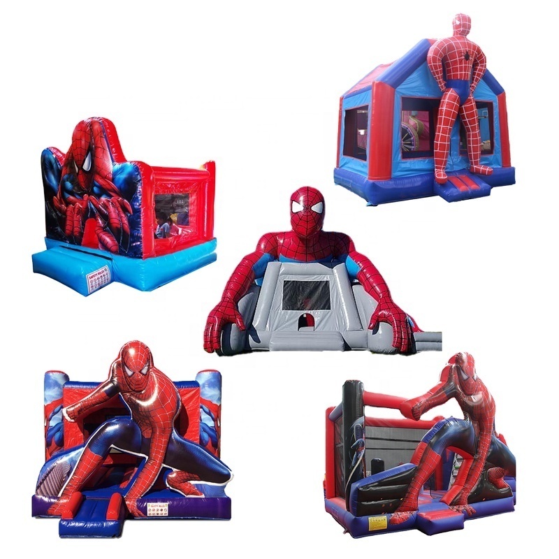 hot sale 10ft strong PVC spider man jump castle inflatable bouncer with blower packaged of tarpaulin bag