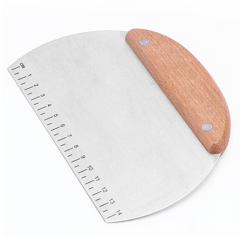 Stock Half Round Single Side Cutting Knife Stainless Steel With Graduated Flour Dough Scraper Scraper