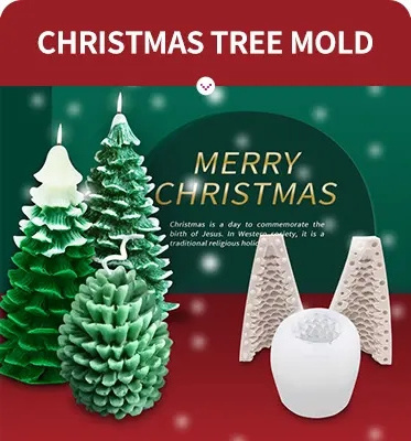 Aromatherapy Christmas Candle Mold Diy Santa Plaster Handmade Soap Christmas Tree Silicone Mold