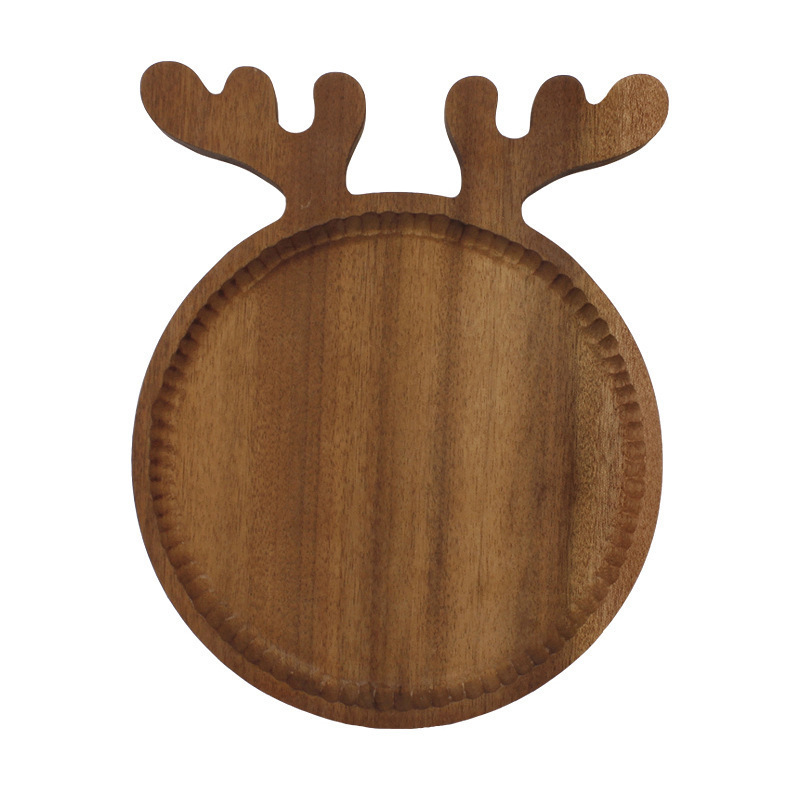 Diy Wooden Carton Snack Dish,Christmas Reindeer Cat Rabbit Wooden Cake Plates,Wooden Kid Plate Beech Wood Tea Snack Small Tray