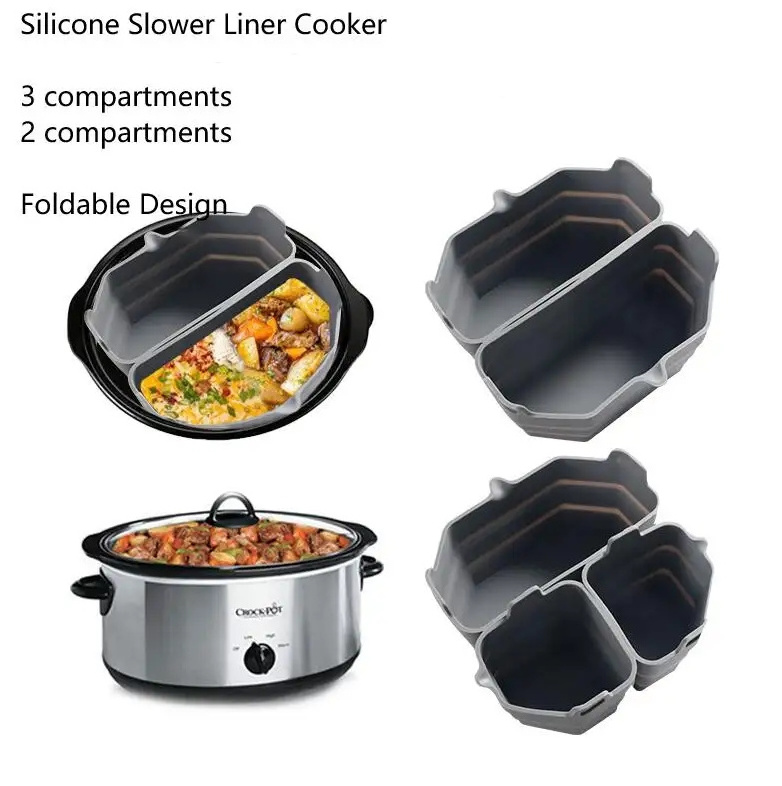 Leakproof Reusable Slow Cooker Divider Liner Silicone Insert Crockpot Cooking Liner For 6qt Oval Slow Cookers