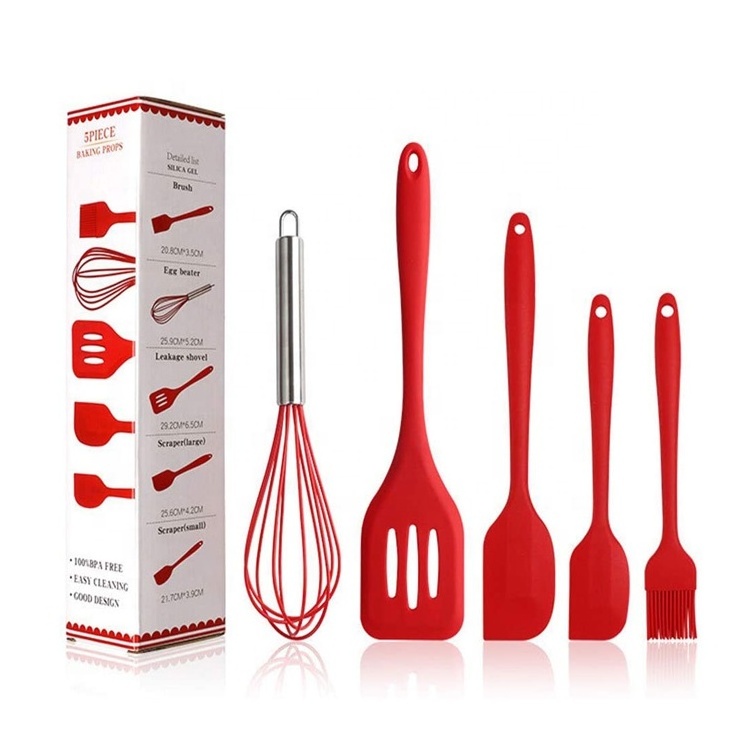 Home  5-pcs Kitchen Utensils Set - Silicone Cooking Utensils Set with Spatula - Kitchen Gadgets & Kitchen Tool Gift