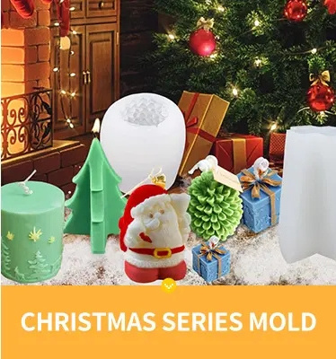 Aromatherapy Christmas Candle Mold Diy Santa Plaster Handmade Soap Christmas Tree Silicone Mold