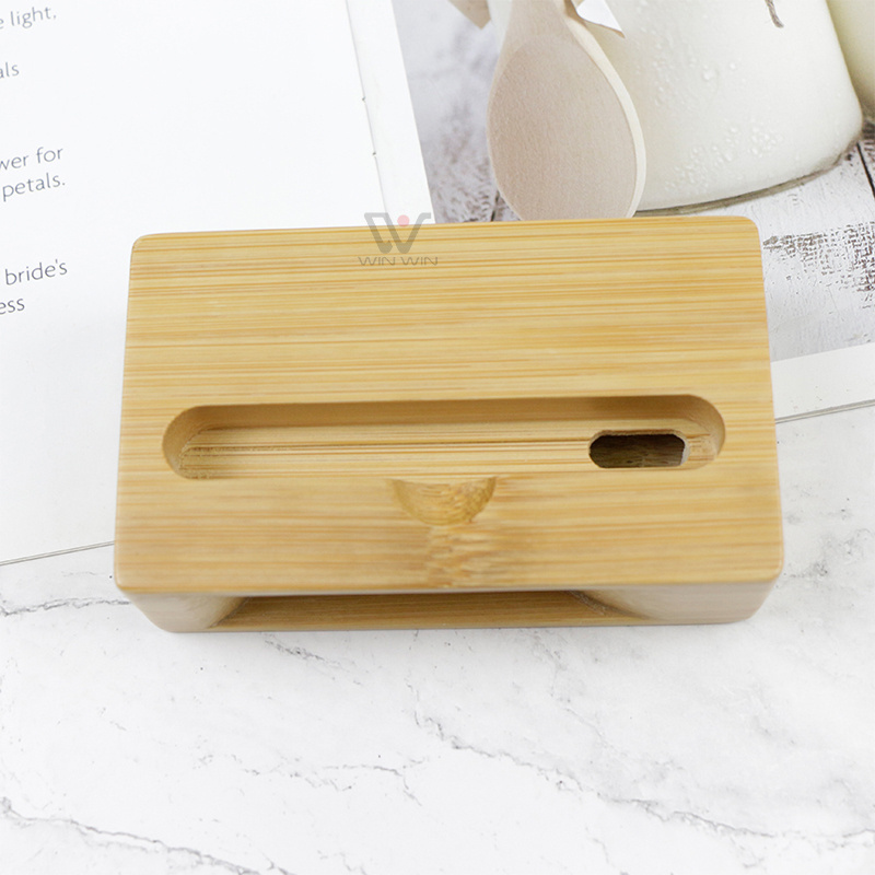 Wholesale wood loudspeaker stepped wooden mobile phone holder bamboo natural physical sound