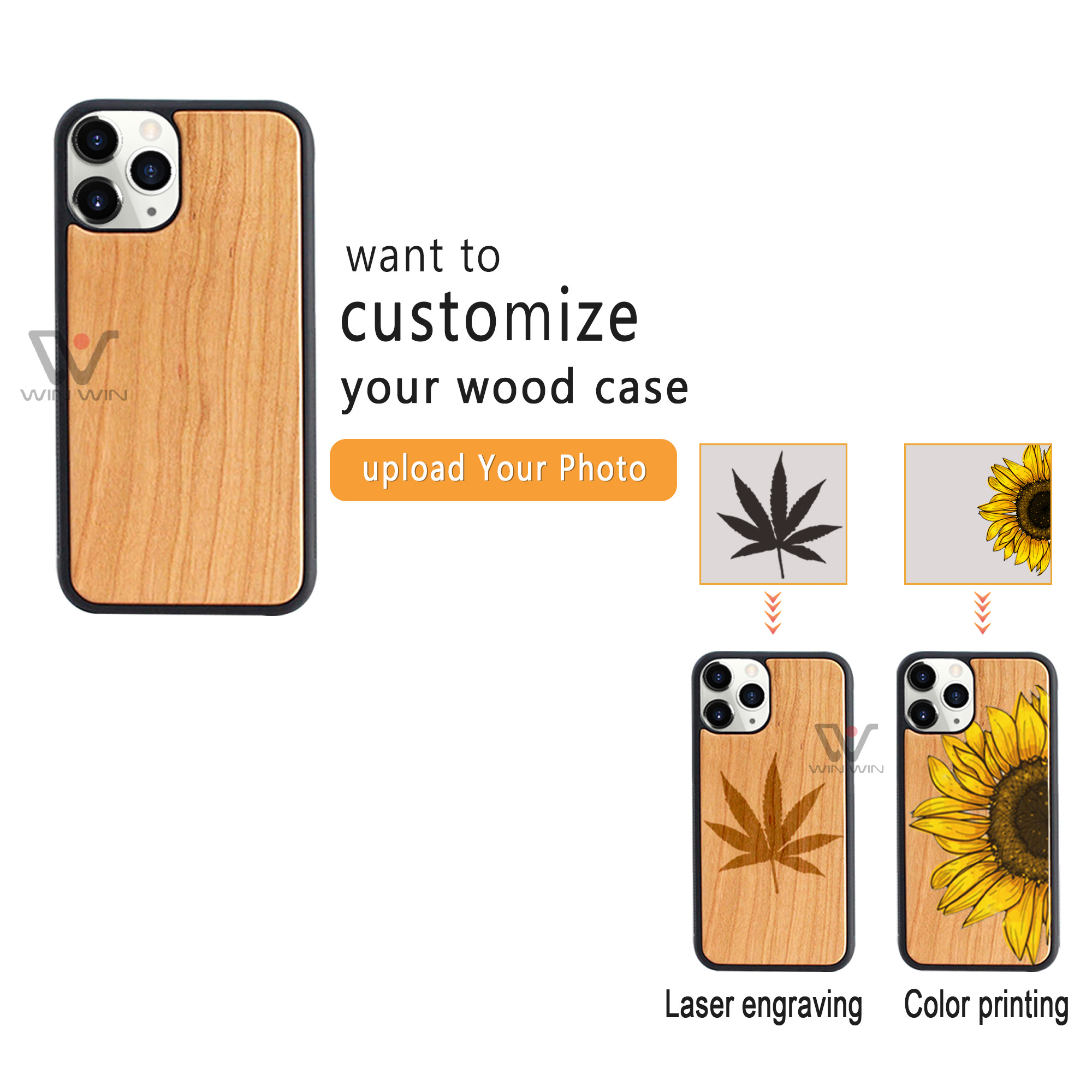 Custom Design Wood Phone Back Cover Case Import Mobile Phone Accessories Wood Cover for iPhone 7