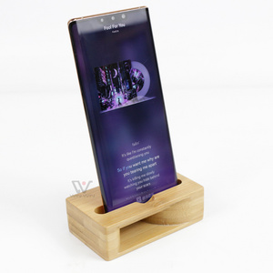 Wholesale wood loudspeaker stepped wooden mobile phone holder bamboo natural physical sound