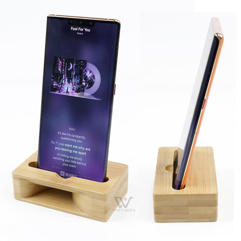 Wholesale wood loudspeaker stepped wooden mobile phone holder bamboo natural physical sound