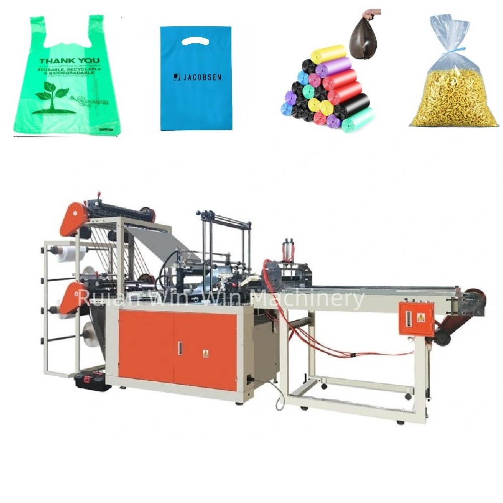 New Two-Layer HDPE LDPE PE Poly Plastic Bag Cutting Making Machine Competitive Price Bag Forming Machine