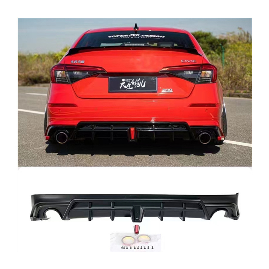 Honda Civic Accessories Rear Diffuser With LED For 11th Gen Honda Civic 2021 2022 Upgrade Yofer 2022 Honda Civic Rear Diffuser