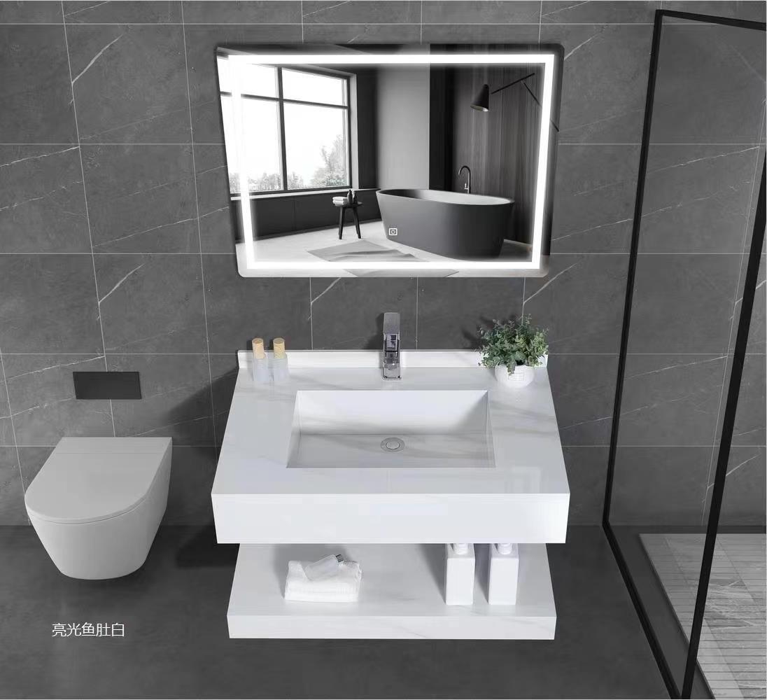 Tarpul European Style Wholesale Sanitary Ware Rectangular Floating Vanity Top Cabinet Stone Slab Sink Basin Bathroom