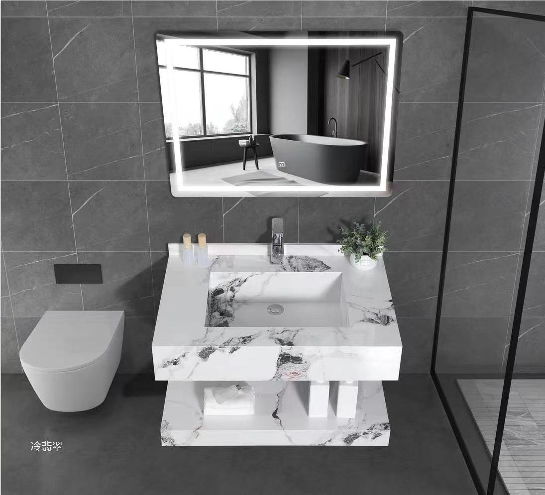 Tarpul European Style Wholesale Sanitary Ware Rectangular Floating Vanity Top Cabinet Stone Slab Sink Basin Bathroom