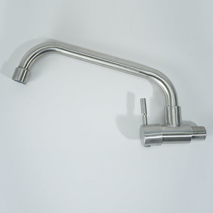 Tarpul Wall Mounted Cold Single Handle Round 304 Stainless Steel Faucet Water Tap for Kitchen