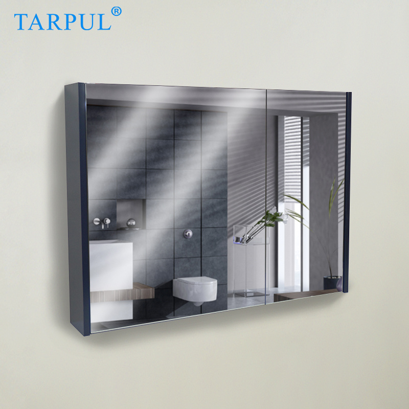 Tarpul European Sanitary Wares Bath Vanity Sink Basin Blue Modern Wall Mounted Bathroom Double Mirror Cabinet Set