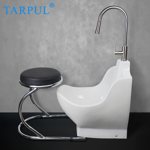 TARPUL Modern Muslim Product Wudu Mate Pedestal Sink Single-Hole Mounted Ceramic Foot Wash Basin for Bathroom Stone Material