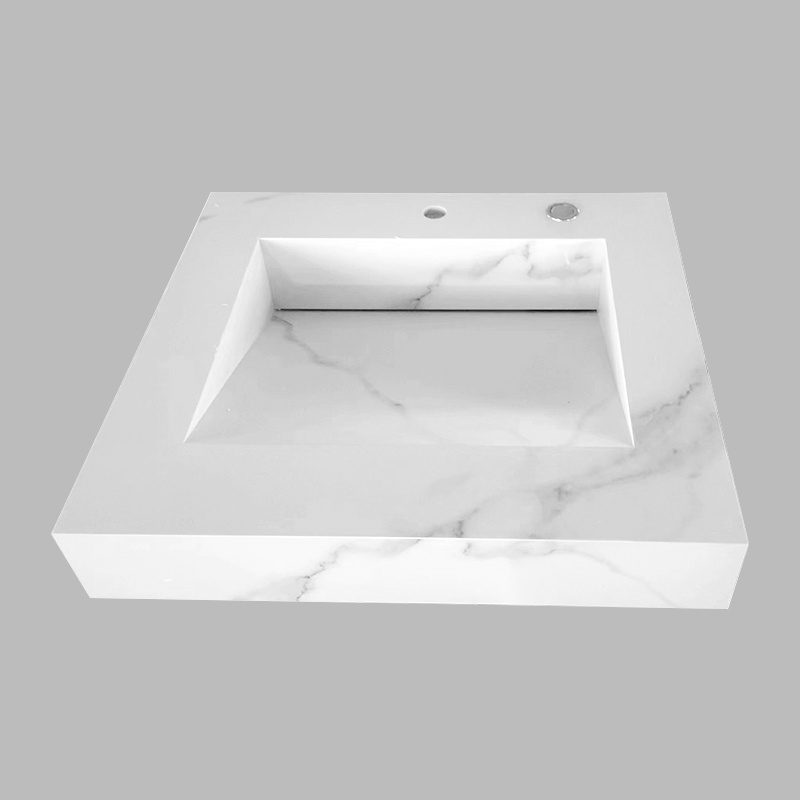 Tarpul Modern Rectangular Artificial Stone Basin Vanity Top Solid Surface Washbasin Wall-hung Ceramic Marble Cabinet Sink