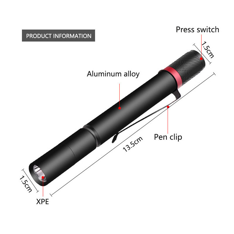 Handheld Pen Light Tactical Pocket Torch 3a Battery Portable Small Mini Xpe Led Flashlight For Camping Outdoor Emergency