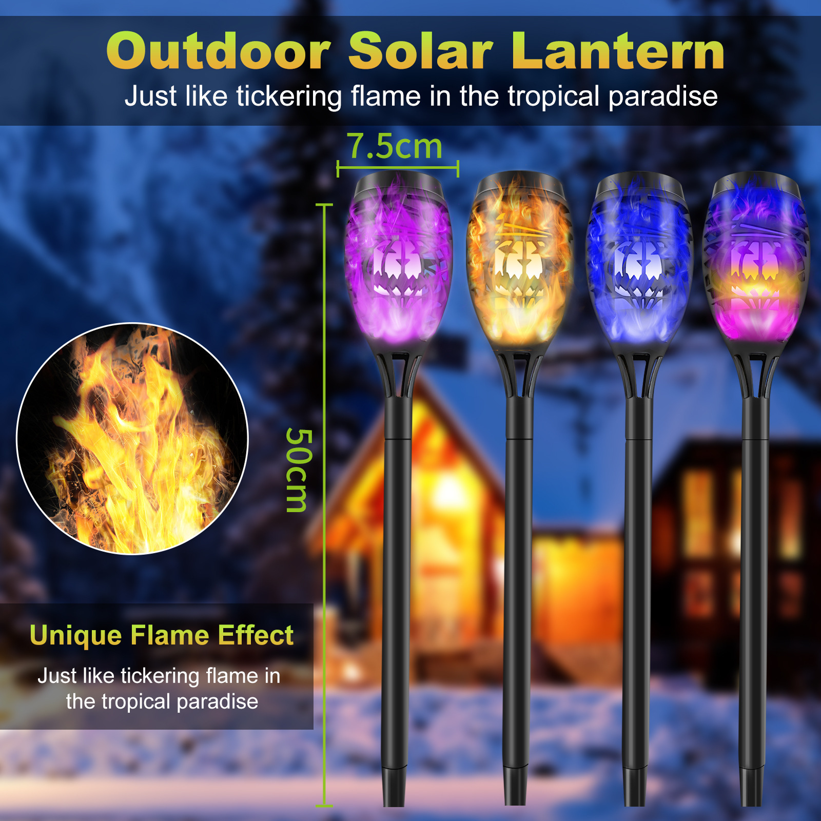 Waterproof Solar Powered Skeleton Flickering Flame Light For Outdoor Garden Halloween Decoration Lawn Lamp