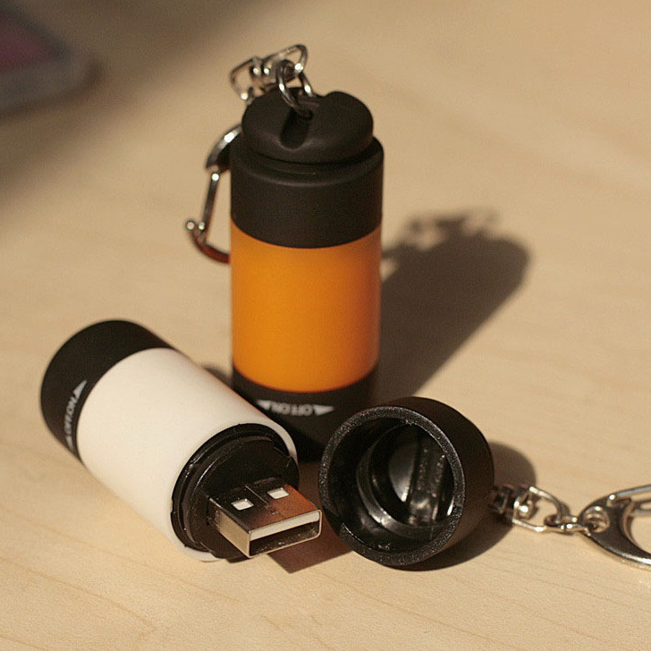 Waterproof Mini Pocket Keychain Torch Usb Charging Rechargeable Colorful Light Flashlight Lamp