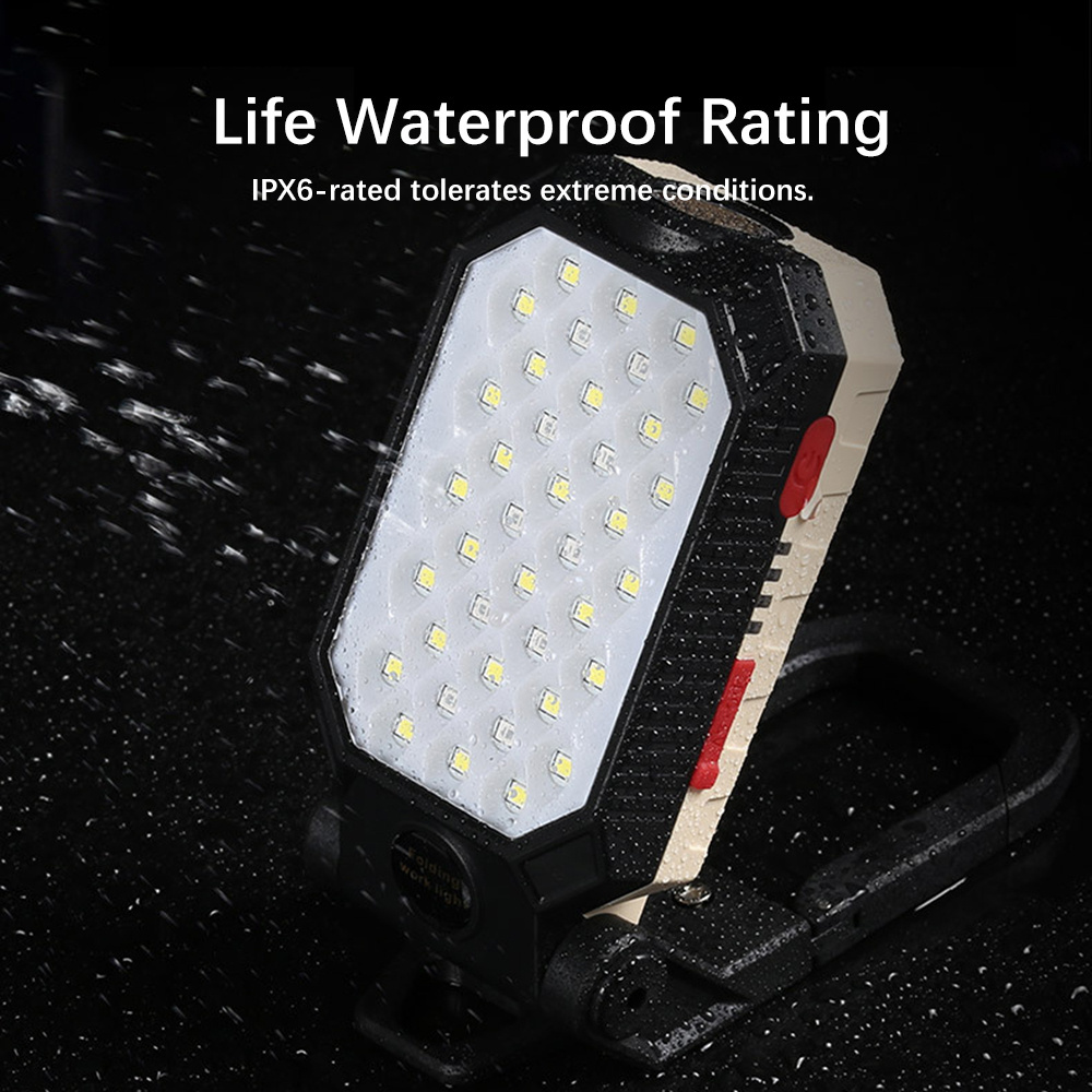 Waterproof Camping Rechargeable Strong Magnetic Work Light Led Cob Portable Foldable Flashlight With Power Display