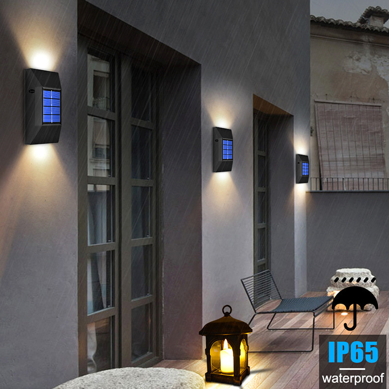 Outdoor Super Bright Ip65 Waterproof Household Garden Yard Decoration Lighting Up Down Luminous 6 Led Solar Wall Lamp Light