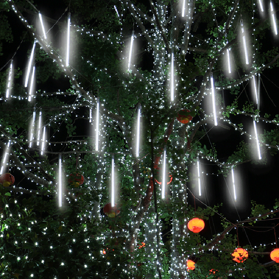 Outdoor Waterproof Christmas Meteor Shower Rain Falling Fairy String Lights For Halloween Holiday Party Home Patiodecoration