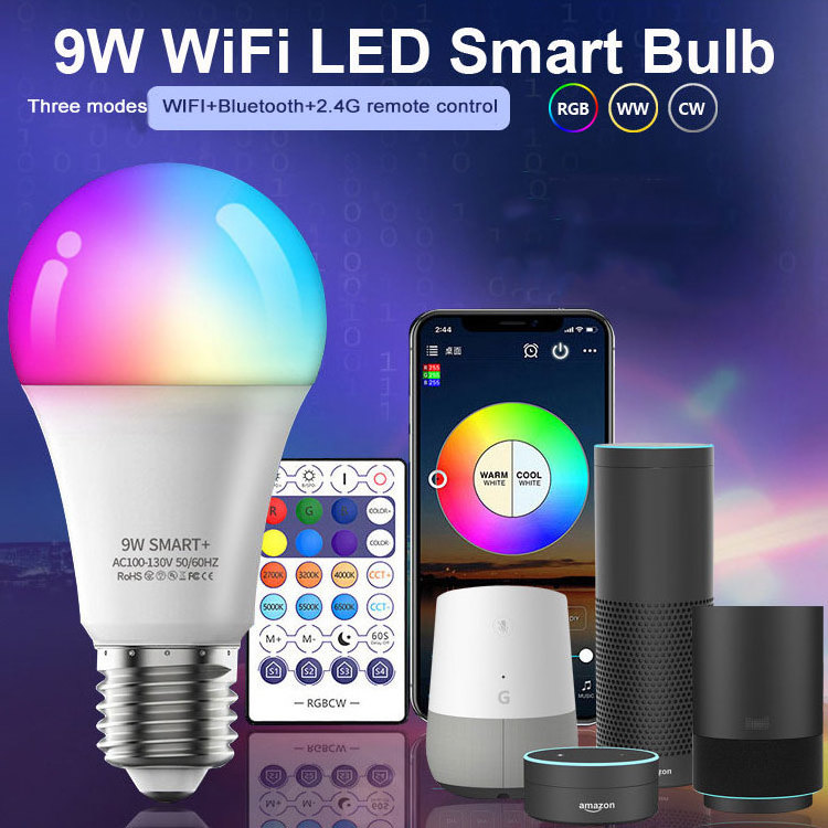 Graffiti Smart Wi-Fi Full Color Voice Control Rgbcw Dimmable A19 Led Light Bulb Compatible With Alexa And Google Assistant