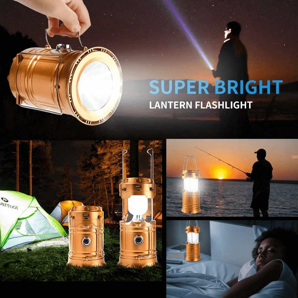 Outdoor Usb Rechargeable Solar Led Tent Hiking Lamp Lanterns Fan Usb Rechargeable Camping Emergency Light With Hanging Hook