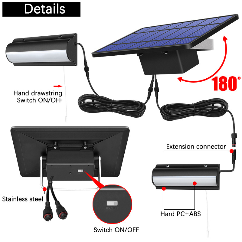 Solar Pendant Lights Outdoor Indoor Auto On Off Solar Lamp For Barn Room Balcony Chicken With Pull Switch And 3m Line