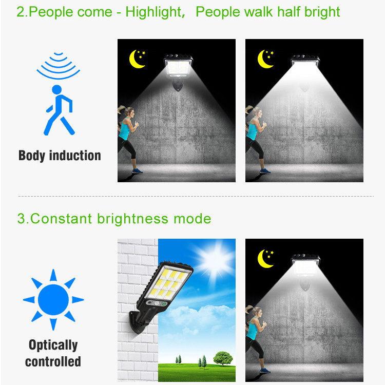 Outdoor Waterproof Garden Remote Control Security Lighting Induction Pir Led Motion Sensor Solar Street Lights