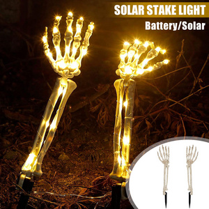 Halloween Outdoor Decorations 40 Led Solar Powered Lighted Skeleton Arm Stakes Lights Glowing Skull Hands Garden Lawn Lamp