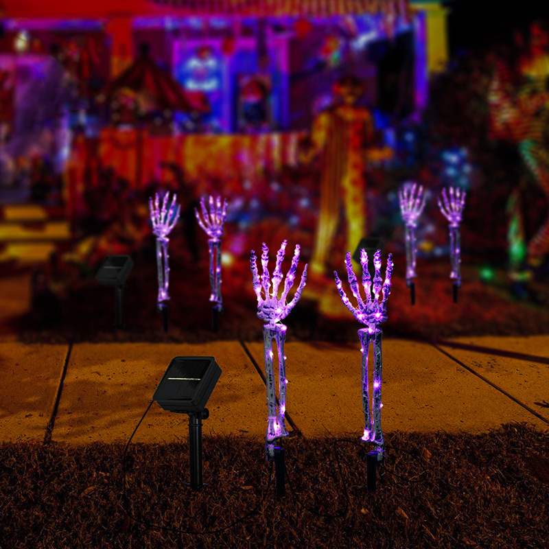 Halloween Solar Glowing Skeleton Skull Hand Arm Stakes Light For Outdoor Garden Decoration Lawn Lamp