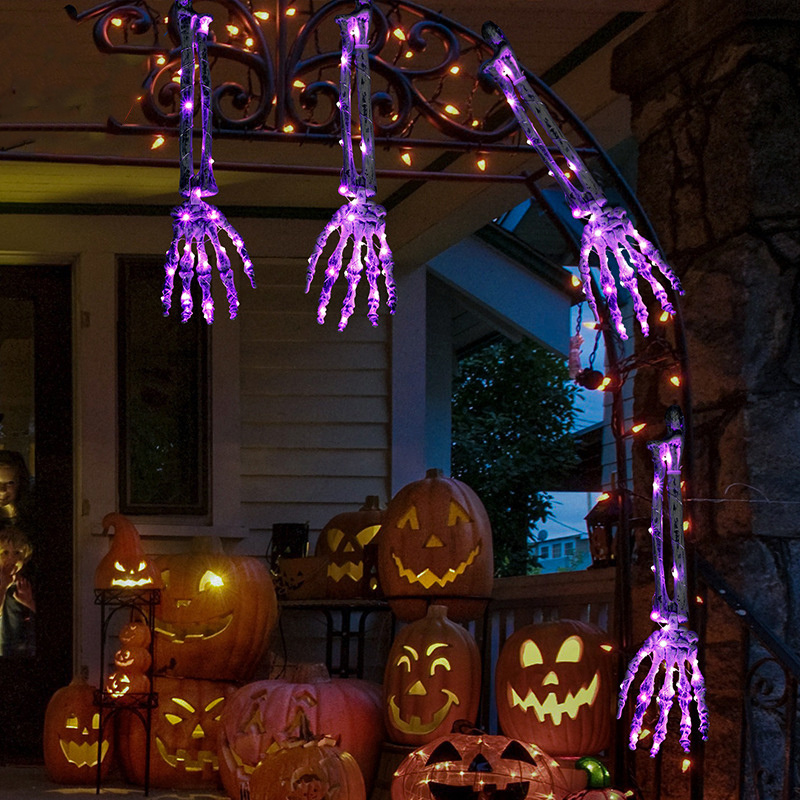 Halloween Solar Glowing Skeleton Skull Hand Arm Stakes Light For Outdoor Garden Decoration Lawn Lamp