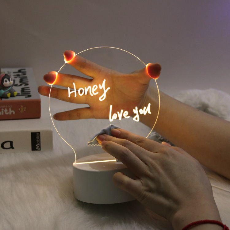 Erasable Writing Board Creative Gift Decoration Diy Led Memo Message Luminous Note Usb Acrylic Writing Board Night Light