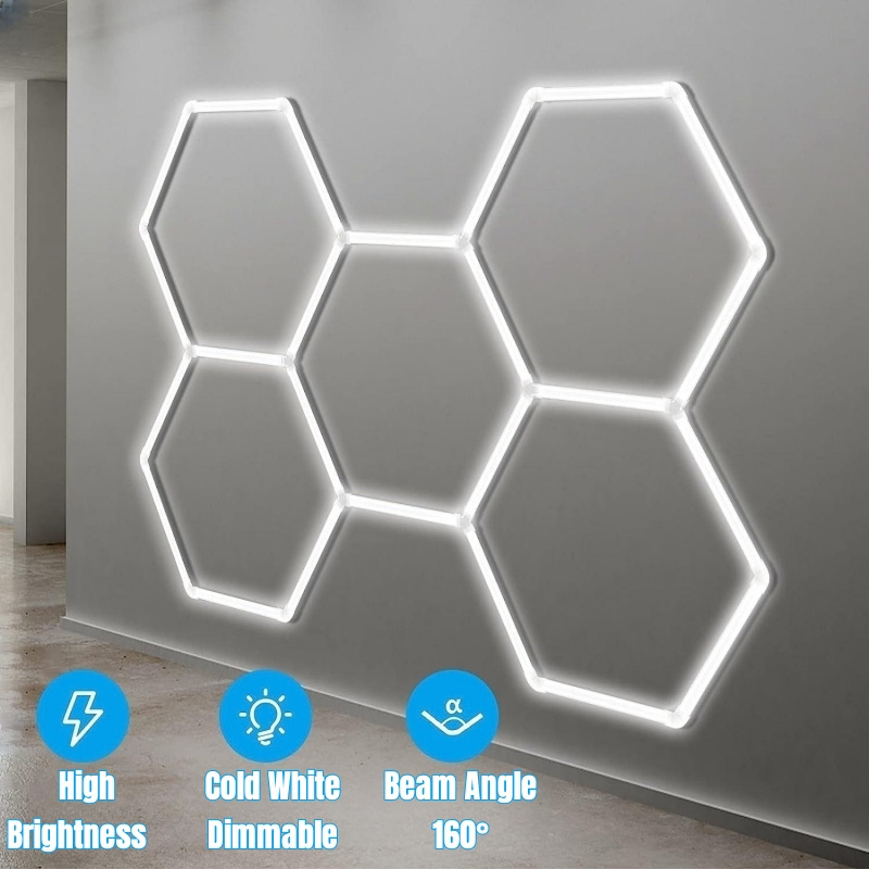 Customized Honeycomb Hexagon Detailing Workshop Ceiling Led Lights For Auto Car Body Repair Workshop Tube Lighting Lamp