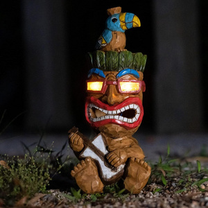 Tiki Mayan Playing Guitar Shaped Ornaments Outdoor Garden Courtyard Lawn Decoration Statue Lights