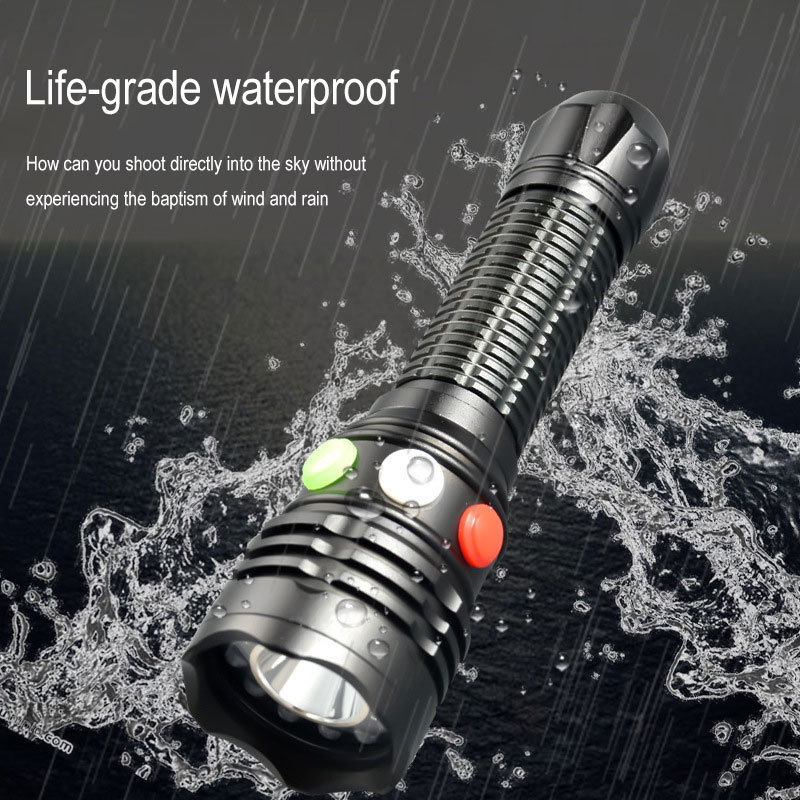 Waterproof Rechargeable Train Railway Signal Red White Green Tricolor Led Torch Light Flashlight For Work Lighting Magnet Tail