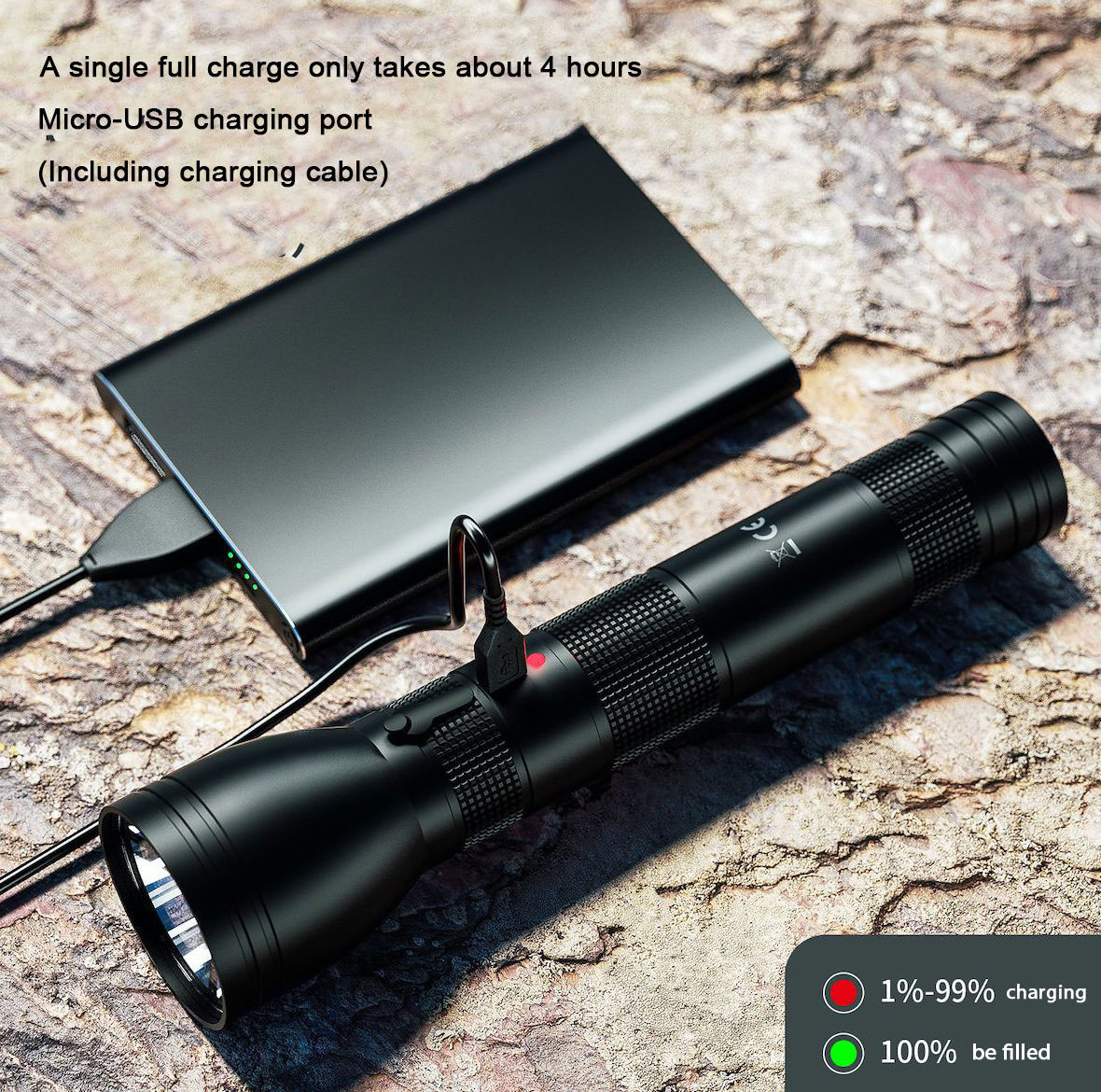 Outdoor Long Range Hand Led Torch Light Aluminums Usb Charging 18650 Rechargeable Powerful Camping Strong Tactical Flashlight