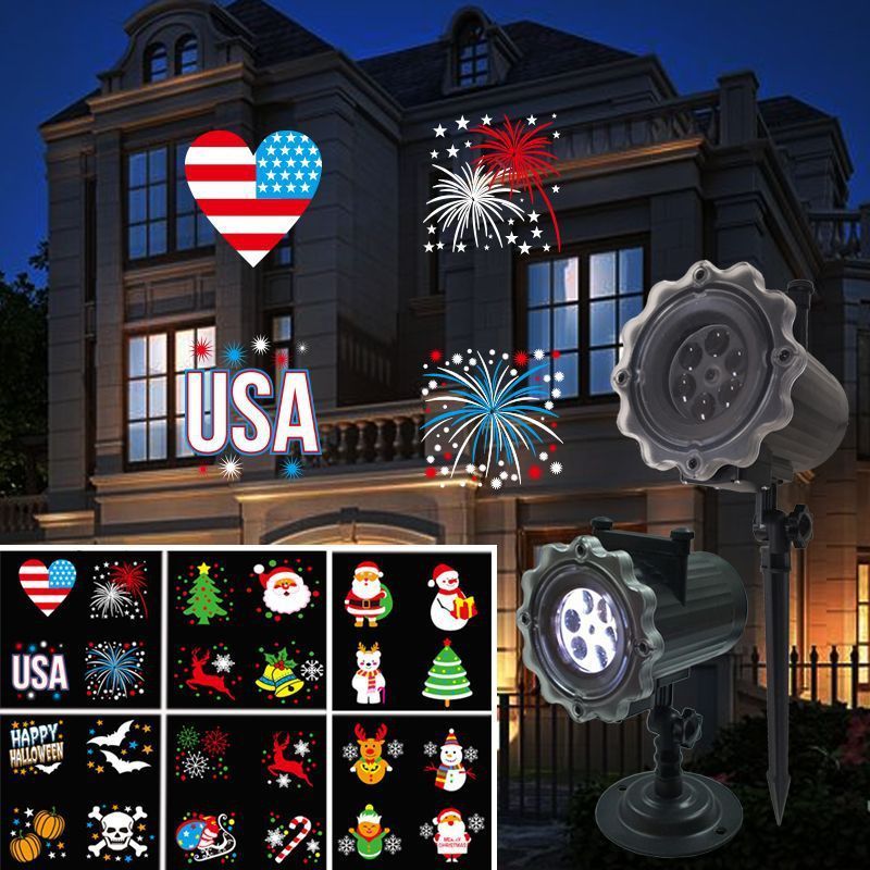 Outdoor Waterproof Christmas Landscape Decorative Lamp Led Snowfall Rotating Snowflake Projector Light For Halloween Xmas Party